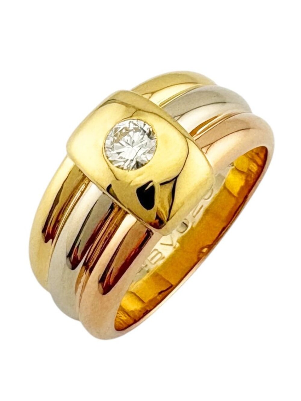 Cartier Three Color Diamond Ring 18k Yellow Gold
